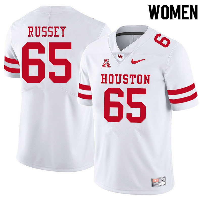 Women #65 Kody Russey Houston Cougars College Football Jerseys Sale-White